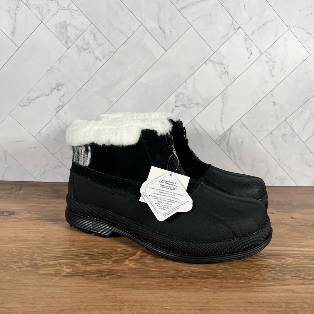 9.5XX 9.5 XX 4E WIDE WIDTH Propet Womens Black Suede Faux Fur Winter Snow Boots